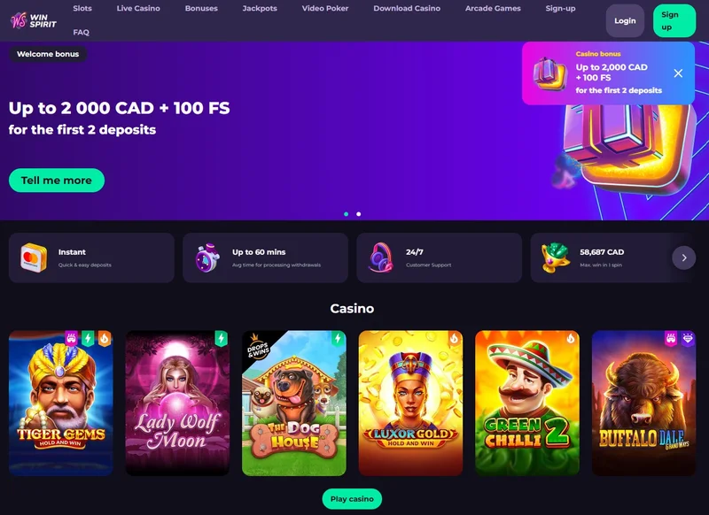 Winspirit Casino - Game Interface